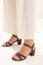 Brown Faux Suede Mid Block Heel Sandals In Wide E Fit & Extra Wide EEE Fit | Yours Clothing 3
