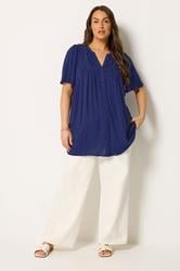 YOURS Plus Size Navy Blue Button Through Blouse | Yours Clothing 1