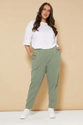 YOURS Plus Size Khaki Green Barrel Joggers | Yours Clothing 2