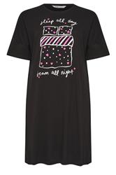 YOURS Plus Size Black 'Sleep All Day' Sleep Tee Nightdress | Yours Clothing 5