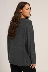 YOURS Plus Size Grey Embellished Front Jumper | Yours Clothing 2