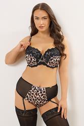 YOURS Plus Size Black Leopard Print Lace Padded Bra | Yours Clothing 1