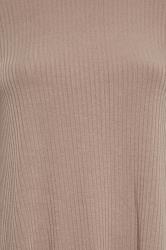 YOURS Plus Size Mocha Brown Ribbed Long Sleeve Swing Top | Yours Clothing 5