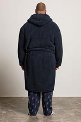 BadRhino Big & Tall Navy Blue Super Soft Borg Dressing Gown | BadRhino 2