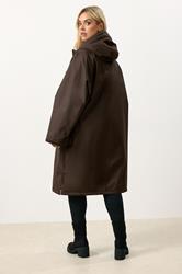 YOURS Plus Size Chocolate Brown Waterproof Fleece Lined Changing Robe | Yours Clothing 2