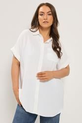 YOURS Plus Size White Grown On Sleeve Shirt | Yours Clothing 3