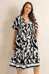 EVANS Plus Size Black Abstract Pintuck Dress | Evans 1