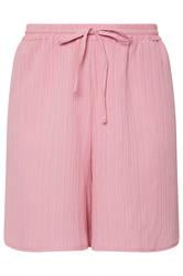 YOURS Curve Pink Textured Tie Front Shorts