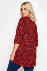 YOURS Plus Size Red Ditsy Floral Pintuck Henley T-Shirt | Yours Clothing  3