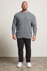 BadRhino Big & Tall Blue Crew Neck Knitted Jumper | BadRhino 1