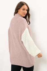 YOURS Plus Size Natural Brown Colourblock Knitted Jumper | Yours Clothing 2