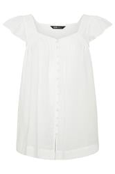 YOURS Curve White Linen Cap Sleeve Top