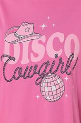 YOURS Plus Size Pink 'Disco Cowgirl' Sleep Tee Nightdress | Yours Clothing 5
