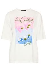 YOURS Curve Ivory White 'Le Cocktail' Boxy T-Shirt