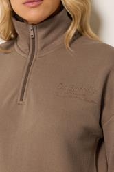 LTS Tall Women's Mocha Brown Embroidered Half Zip Sweatshirt | Long Tall Sally 4