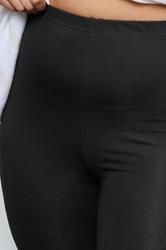 Plus Size Black Cotton Cropped Leggings | Yours Clothing 5