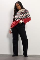 YOURS Plus Size Red Fairisle Knitted Jumper | Yours Clothing 2