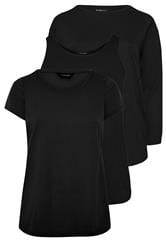 YOURSET Curve 3 PACK Black Core T-Shirt Essentials Set