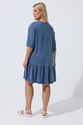 LIMITED COLLECTION Plus Size Blue Acid Wash Dress | Yours Clothing 2