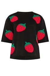 LIMITED COLLECTION Plus Size Black Strawberry Knitted Boxy Top | Yours Clothing 6