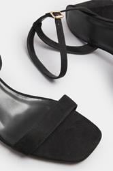 Black Faux Suede Block Heel Sandals In Extra Wide EEE Fit | Yours Clothing 5