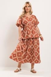 YOURS Plus Size Rust Orange Abstract Skirt 2