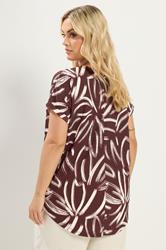 YOURS Plus Size Chocolate Brown Abstract Print Blouse | Yours Clothing 4