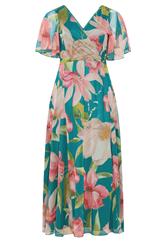 YOURS LONDON Curve Teal Floral Print Maxi Wrap Dress