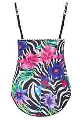 YOURS Plus Size Black Tropical Zebra Print Plunge Swimsuit | Yours Clothing 7