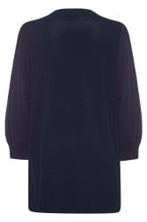 Plus Size Curve Navy Blue Balloon Sleeve Fine Knit Cardigan | Yours Clothing 6