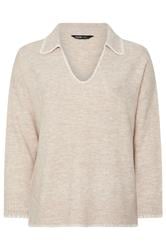 YOURS Curve Light Pink Blanket Stitch Collared Jumper