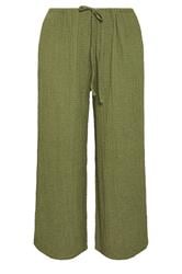 EVANS Curve Khaki Green Crinkle Wide Leg Trousers