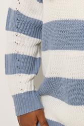 YOURS Plus Size Blue Stripe Drop Shoulder Jumper | Yours Clothing 4