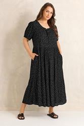 EVANS Plus Size Black Polka Dot Tiered Dress | Evans 3