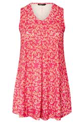 YOURS Curve Red Floral Pointelle Vest Top