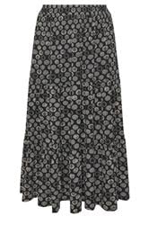 YOURS Plus Size Black Spot Tiered Maxi Skirt | Yours Clothing 5