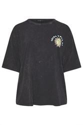 YOURS Curve Grey Acid Wash 'Solar Dreams' T-Shirt