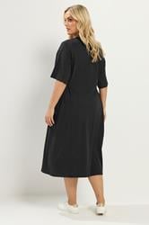 YOURS Plus Size Black Front Tie Midi Dress | Yours Clothing 2