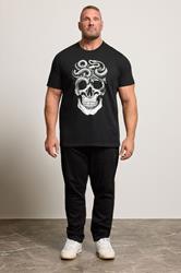 BadRhino Big & Tall Black Skull & Snake Print Graphic T-Shirt 1