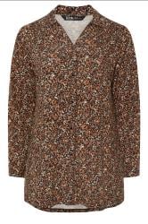 YOURS Curve Brown Jersey Leopard Print Shirt