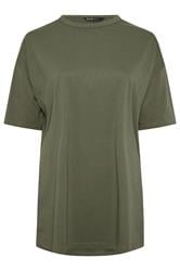 YOURS Curve Khaki Green Side Split Longline T-Shirt