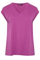 YOURS Curve Dark Purple V-Neck Basic T-Shirt