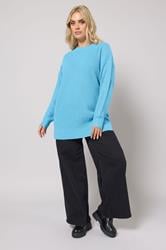 YOURS Plus Size Light Blue Drop Shoulder Jumper | Yours Clothing 1