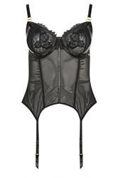 YOURS Plus Size Black Non-Padded Lace Basque | Yours Clothing 5