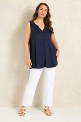 EVANS Plus Size Navy Blue Vest Top | Evans 1