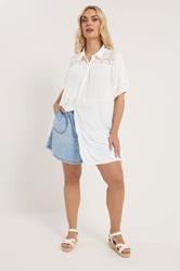 YOURS Plus Size White Tiered Crochet Detailed Shirt | Yours Clothing 2