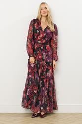 LTS Tall Black Rose Jacquard Metallic Maxi Dress | Long Tall Sally 3