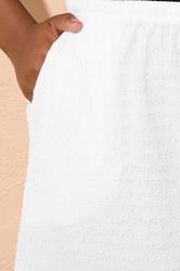 YOURS Plus Size White Textured Shorts | Yours Clothing 5