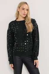 LTS Tall Black Disco Sequin Jumper | Long Tall Sally 3
