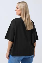 LIMITED COLLECTION Plus Size Black Embroidered Sun Graphic T-Shirt | Yours Clothing 2